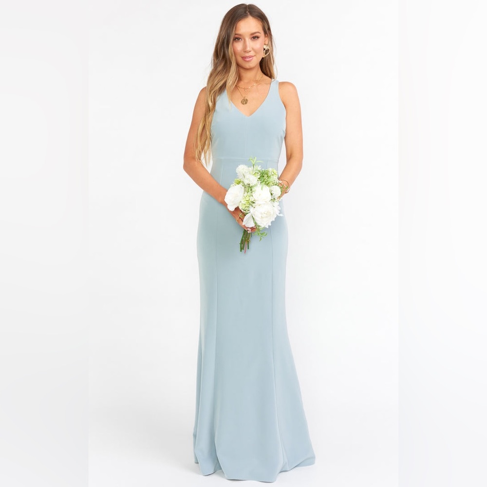 👗NEVER WORN Show Me Your Mumu | Morgan Gown Silver Sage Crepe (Plus Size 2X)